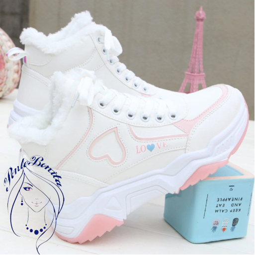 Tenis Botines| Forro Peluche | Diseño LOVE con Corazón