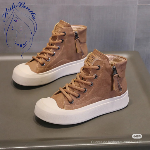 Tenis Urbanos de Lona con Plataforma y Cierre Lateral – Moda y Comodidad