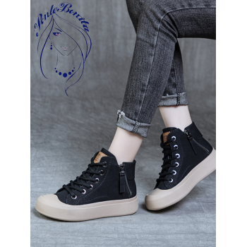 Tenis Urbanos de Lona con Plataforma y Cierre Lateral – Moda y Comodidad