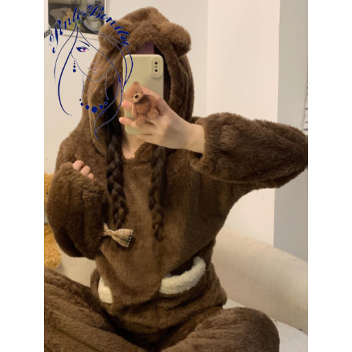 🐻Pijama de Peluche Estilo Osito – Súper Suave y Calientita 🧸