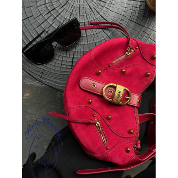 👜 Cartera de Cuero Estilo Retro - Modelo Media Luna con Detalles Dorados